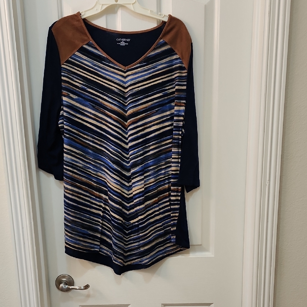 Catherines Women's Multicolor Striped Top